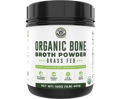 Lcp Left Coast Performance Organic Grass Fed Beef Bone Broth Protein Powder. 16oz, 20 Servings. Unflavored, Keto Friendly Protein Powder, Paleo, Usda