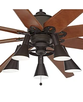 72" Predator Rustic Farmhouse Indoor Ceiling Fan with Led Light Remote Control English Bronze Metal Cherry for Living Room Kitchen House Bedroom Famil