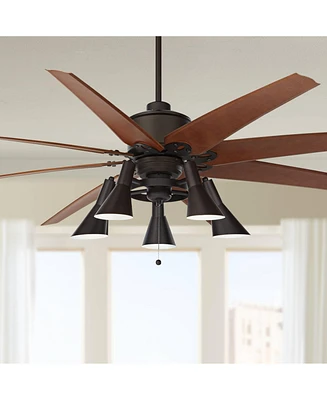 72" Predator Rustic Farmhouse Indoor Ceiling Fan with Led Light Remote Control English Bronze Metal Cherry for Living Room Kitchen House Bedroom Famil