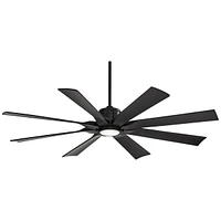 60" Defender Modern Large Indoor Outdoor Ceiling Fan with Led Light Remote Control Matte Black Damp Rated for Patio Exterior House Home Porch Gazebo G