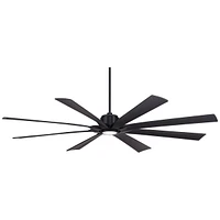 Possini Euro Design 80" Defender Modern Industrial Outdoor Ceiling Fan with Dimmable Led Light Remote Control Matte Black Damp Rated for Patio Exterio