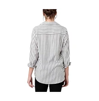 Ripe Maternity Women's Lou Button Up Stripe Shirt Black/White