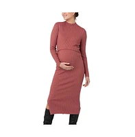 Ripe Maternity Maternity Ripe Nella Rib Nursing Knit Dress Rouge