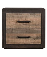Contemporary Style Bedroom Nightstand Natural Wood Grain Look Two Tone Finish Bedside Table Mdf Veneer