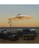 10 Ft Solar Led Patio Outdoor Umbrella Hanging Cantilever Umbrella Offset Umbrella