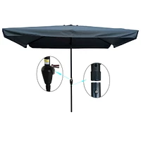 Simplie Fun 10 X 6.5FT Rectangular Patio Umbrella Outdoor Market Umbrellas With Crank And Push Button