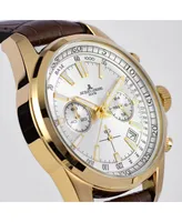 Jacques Lemans Men's Liverpool Watch with Silicone, Leather Strap, Solid Stainless Steel , Ip Gold, Chronograph