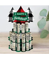 Big Dot of Happiness Holiday Plaid Trees - Diy Buffalo Plaid Christmas Party Money Holder - Cash Cake