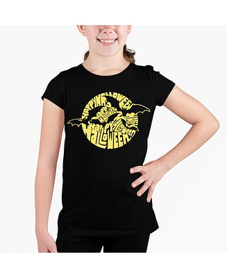 Child Girl's Word Art T-shirt - Halloween Bats