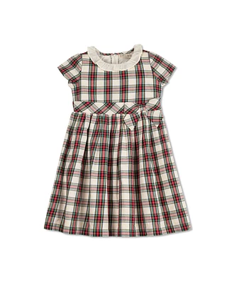 Hope & Henry Little Girls Short Sleeve Ruffle Collar Party Dress with Bow