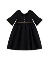 Hope & Henry Baby Girls Ruffle Sleeve Ponte Dress with Suede Detail