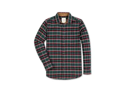 Hope & Henry Men's Organic Flannel Shirt with Suede Detail