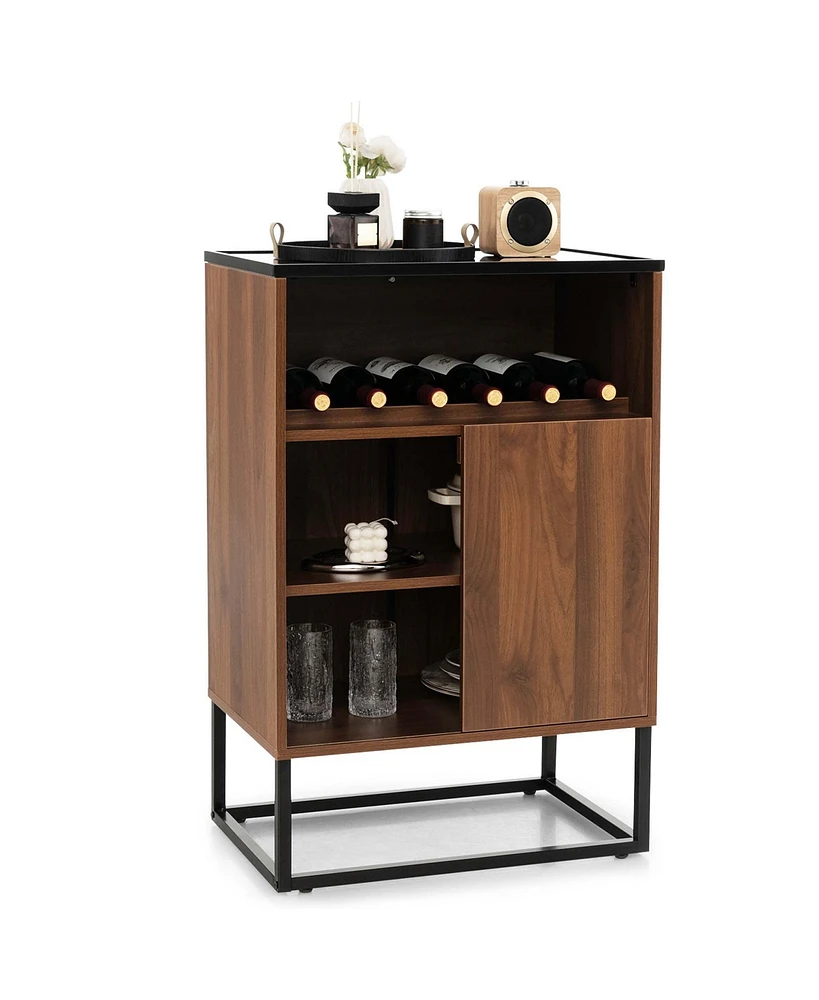 Costway Wine Storage Cabinet Buffet Sideboard with Adjustable Shelf & Sliding Door Kitchen