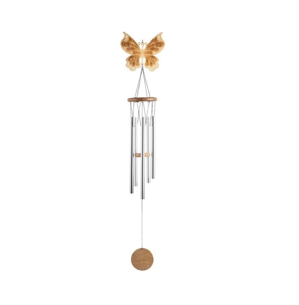 34" Long Wood Silhouette Butterfly Wind Chime