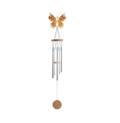 34" Long Wood Silhouette Butterfly Wind Chime
