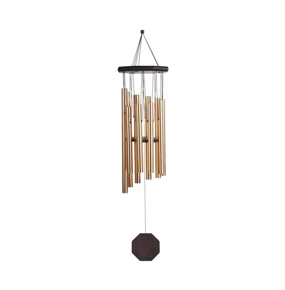35" Long Traditional Copper Wood Round Top Wind Chime