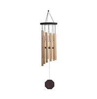 35" Long Traditional Copper Wood Round Top Wind Chime