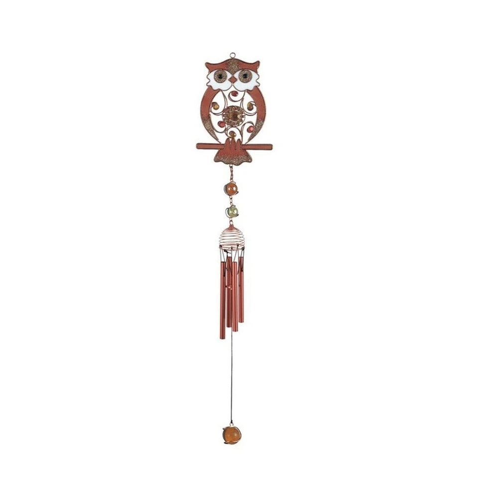26" Long Owl Copper and Gem Wind Chime