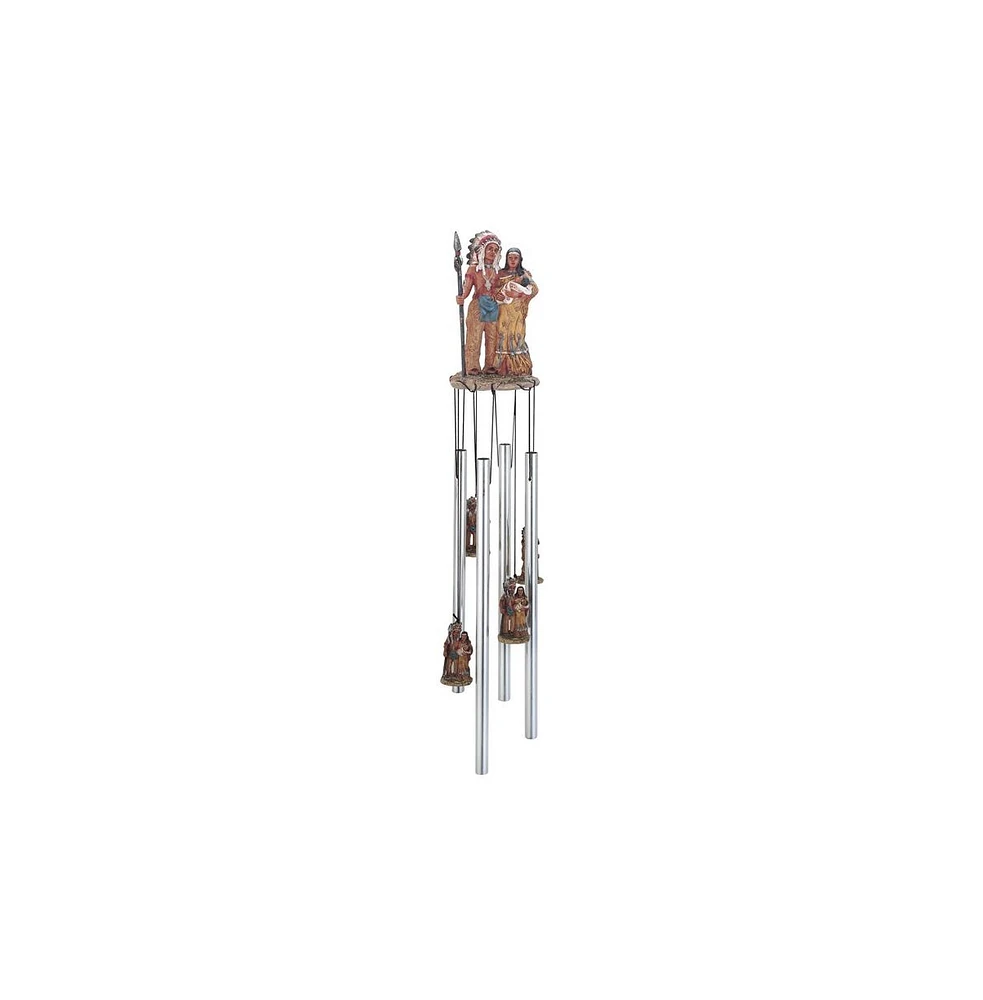 23" Long Indian Family Round Top Wind Chime Native American