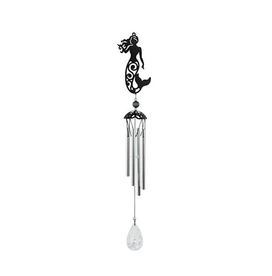 25" Long Metal Black Mermaid Silhouette Wind Chime