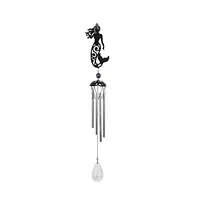 25" Long Metal Black Mermaid Silhouette Wind Chime