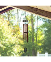 30" Long Black Oval Shape Wood Top Wind Chime