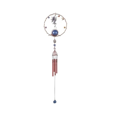 34" Long Fairy Pewter Wind Chime with Copper Gem