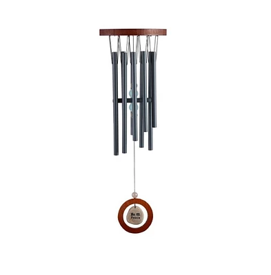 28" Long Traditional Wooden Round Top Black Tube Wind Chime