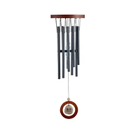 28" Long Traditional Wooden Round Top Black Tube Wind Chime