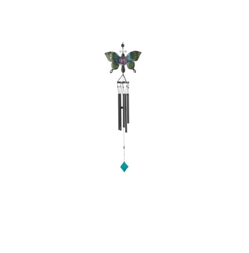 46" Long Green Butterfly Wind Chime with Gem