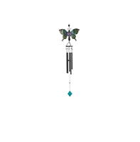 46" Long Green Butterfly Wind Chime with Gem