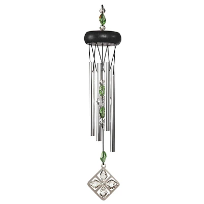 Fc Design 15" Long Green Wooden Top Gem Wind Chime Home Decor Perfect Gift for House Warming, Holidays and Birthdays