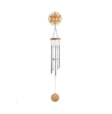 34" Long Wood Silhouette Sun Wind Chime