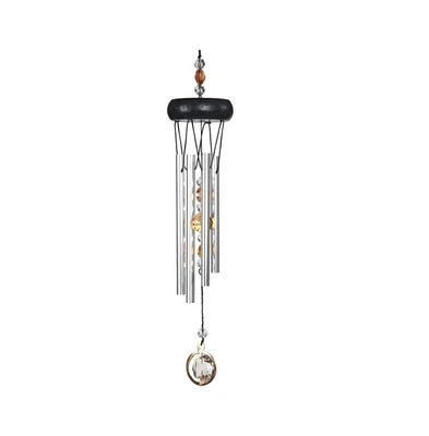 15" Long Orange Wooden Top Gem Wind Chime