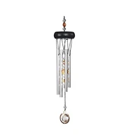 15" Long Orange Wooden Top Gem Wind Chime