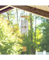 19" Long Silver Wood Top Traditional Wind Chime