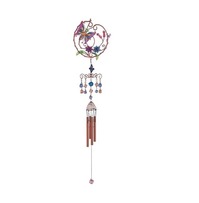 33" Long Purple Butterfly Wind Chime with Copper Gem