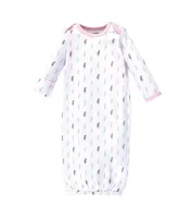 Luvable Friends Baby Girls Cotton Gowns Feathers, Preemie/Newborn