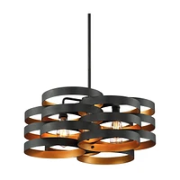 Possini Euro Design Zia Black Gold Metal Hanging Chandelier Lighting 25.50" Wide Modern Industrial 6-Light Fixture for Dining Room House Home Foyer Ki