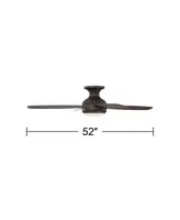 Casa Vieja 52" Casa Elite Modern Hugger Low Profile Indoor Ceiling Fan with Light Led Dimmable Remote Flush Mount Oil Rubbed Bronze for House Bedroom