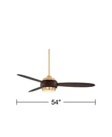 54" Lynx Modern 3 Blade Indoor Ceiling Fan with Dimmable Led Light Remote Bronze Soft Brass Frosted Opal Glass for Living Kitchen House Bedroom Family