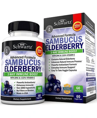 BioSchwartz Elderberry with Zinc and Vitamin C for Adults - Immune Support Vitamins for Women and Men Natural Elderberries Black Sambucus Capsules