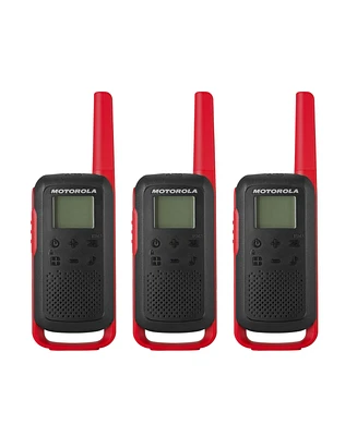 Motorola Solutions T210TP 20 mi. Two-Way Radio Black/Red 3-Pack