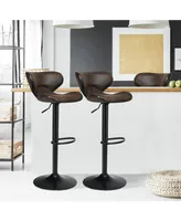 Set of 2 Adjustable Bar Stools Swivel Bar Chairs Pub Kitchen