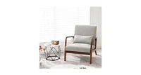 Modern Accent Chair with Rubber Wood Frame and Lumbar Pillow