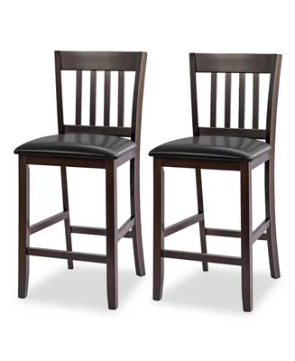 Slickblue 25 Inches Set of 2 Bar Stools with Rubber Wood Legs