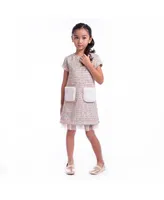 Imoga Collection Little Girls Tanner FW23 Confetti Novelty Jacquard And Faux Fur Pocket Dress