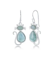 Sterling Silver Larimar Cat Earrings