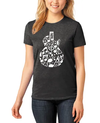 La Pop Art Women's Music Notes Guitar Premium Blend Word Short Sleeve T-shirt