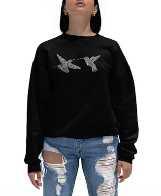 La Pop Art Women's Hummingbirds Word Crewneck Sweatshirt